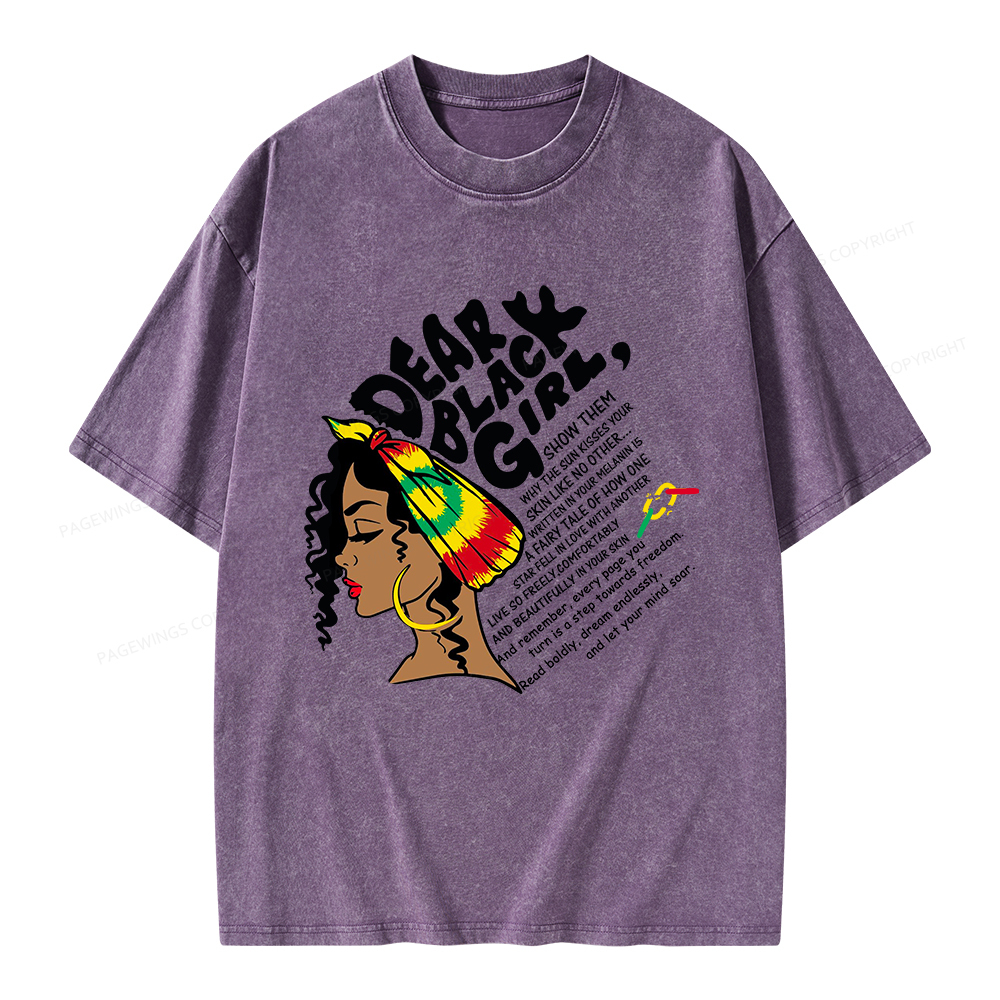 Pagewings Dear Black Girl Unisex Washed T-shirt