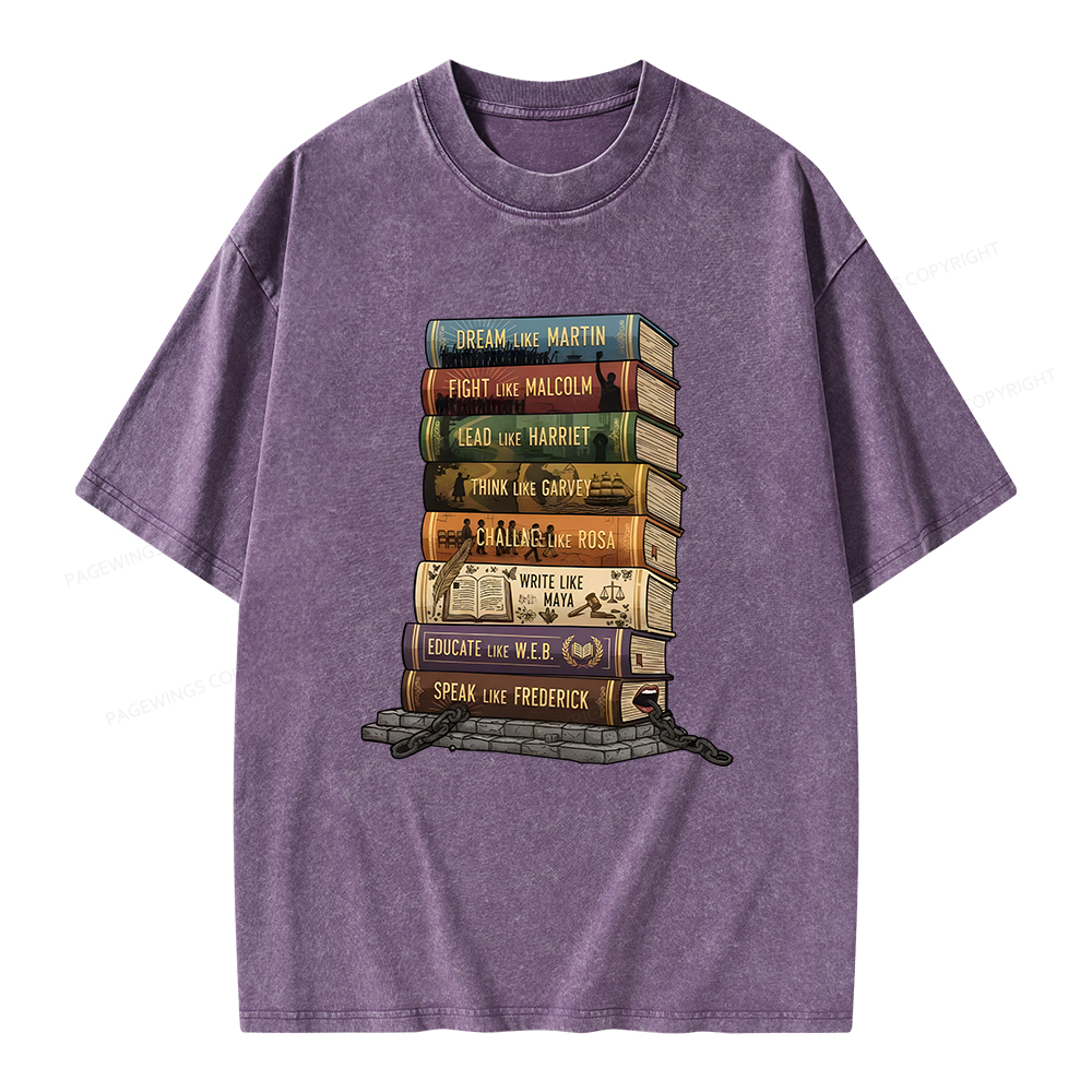 Pagewings Black History Books Unisex Washed T-shirt