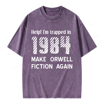 Pagewings Make Orwell Fiction Again Unisex Washed T-shirt