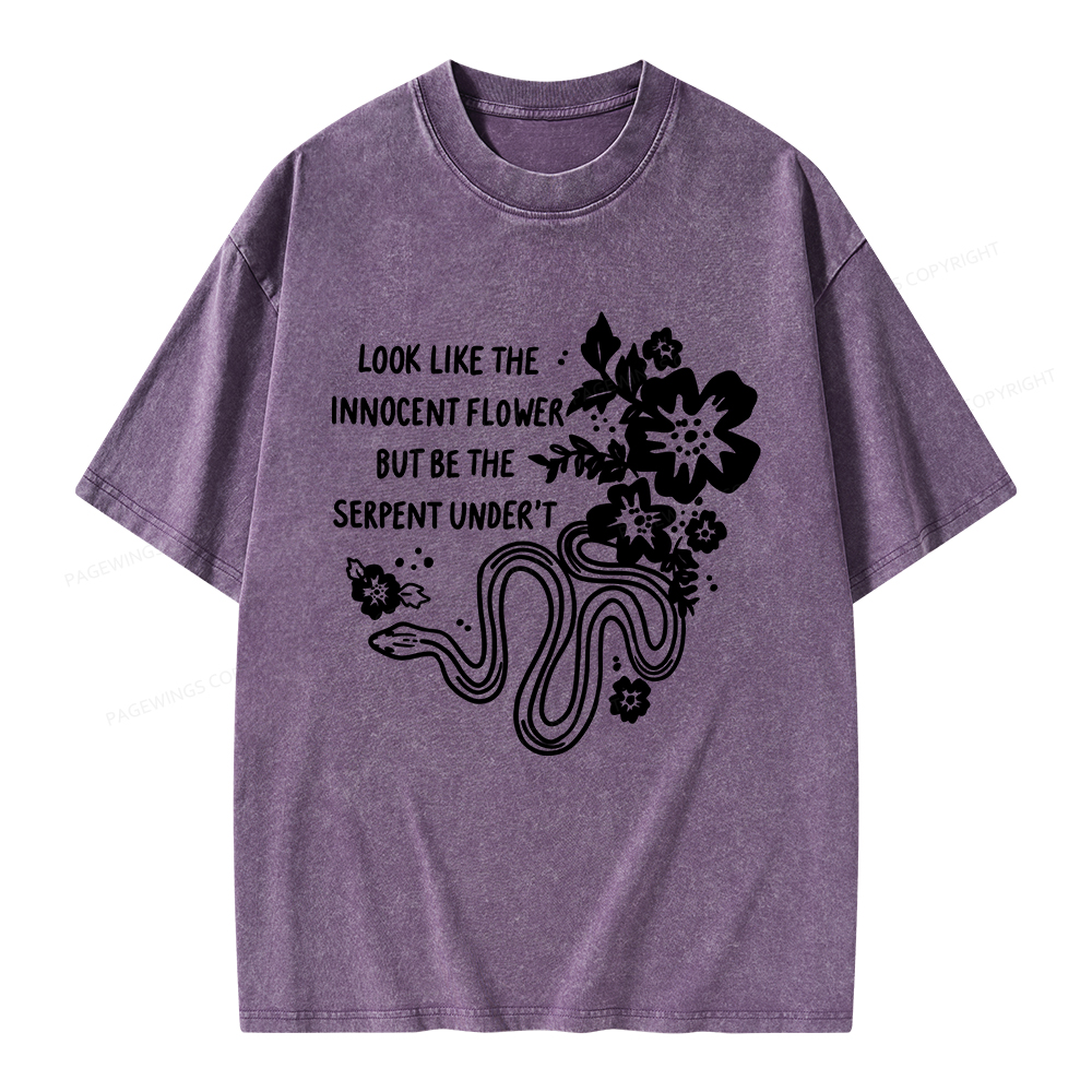 Pagewings Look Like The Innocent Flower Unisex Washed T-shirt