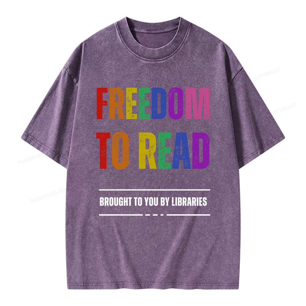 Pagewings Freedom to Read Unisex Washed T-shirt