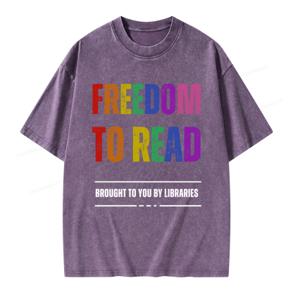 Pagewings Freedom to Read Unisex Washed T-shirt