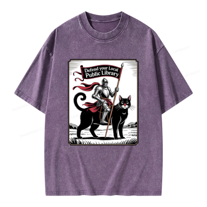 Pagewings Defend Your Local Public Library  Unisex Washed T-shirt