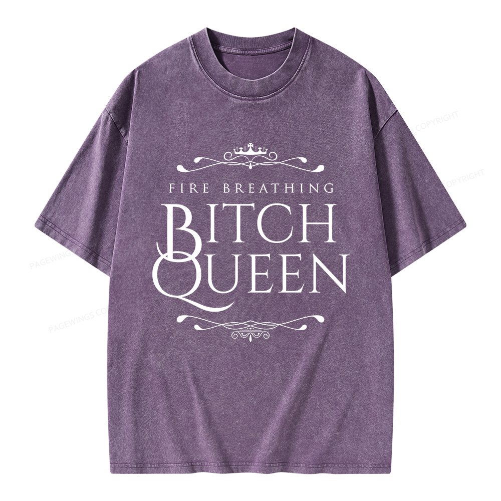 Pagewings Fire Breathing Bitch Queen Unisex Washed T-shirt