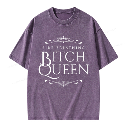 Pagewings Fire Breathing Bitch Queen Unisex Washed T-shirt