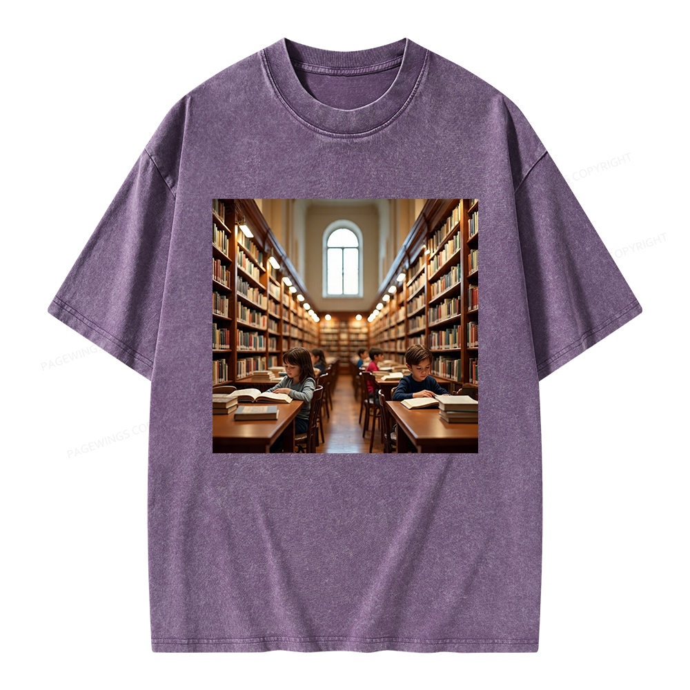 Pagewings Library Unisex Washed T-shirt