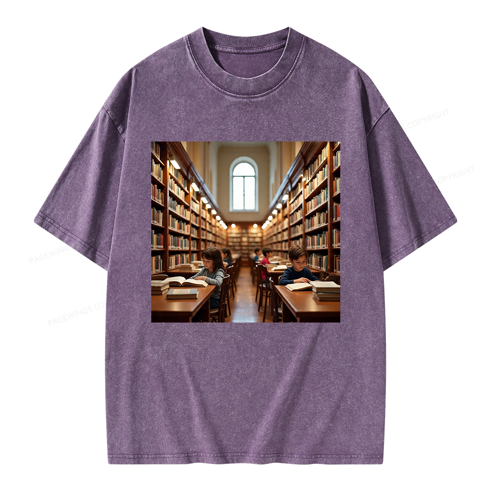 Pagewings Library Unisex Washed T-shirt