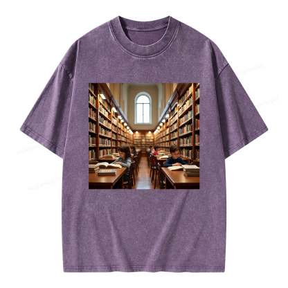 Pagewings Library Unisex Washed T-shirt