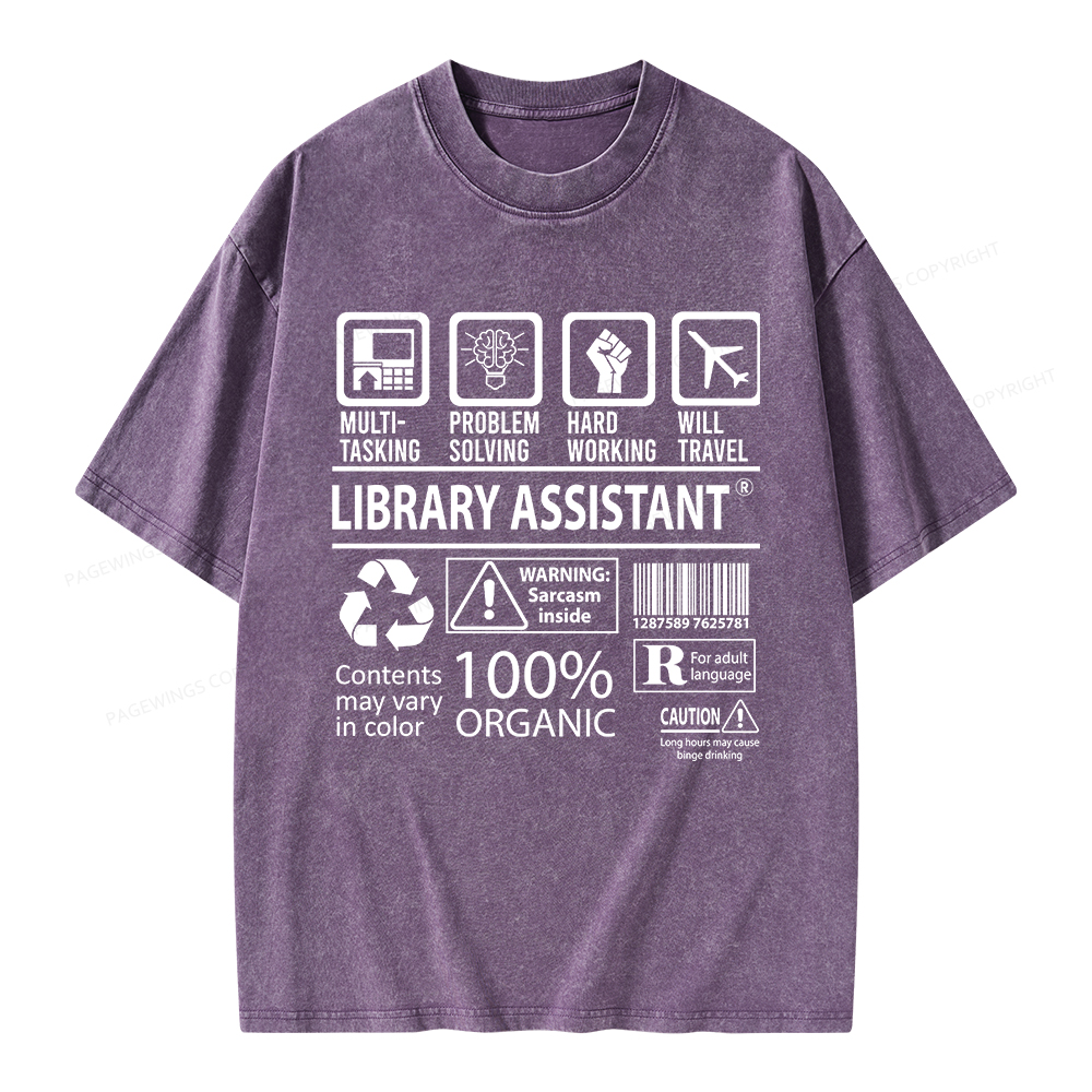 Pagewings Library Assistant Unisex Washed T-shirt