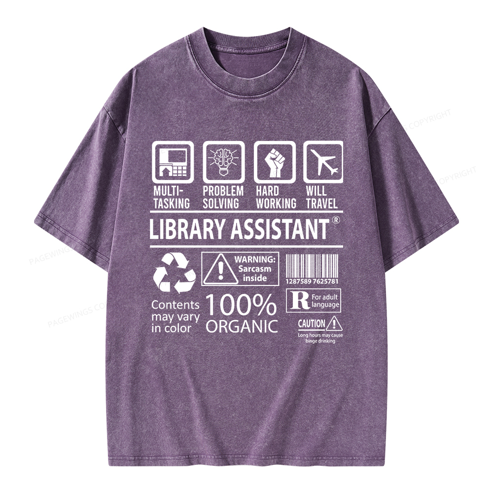 Pagewings Library Assistant Unisex Washed T-shirt