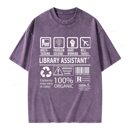 Pagewings Library Assistant Unisex Washed T-shirt