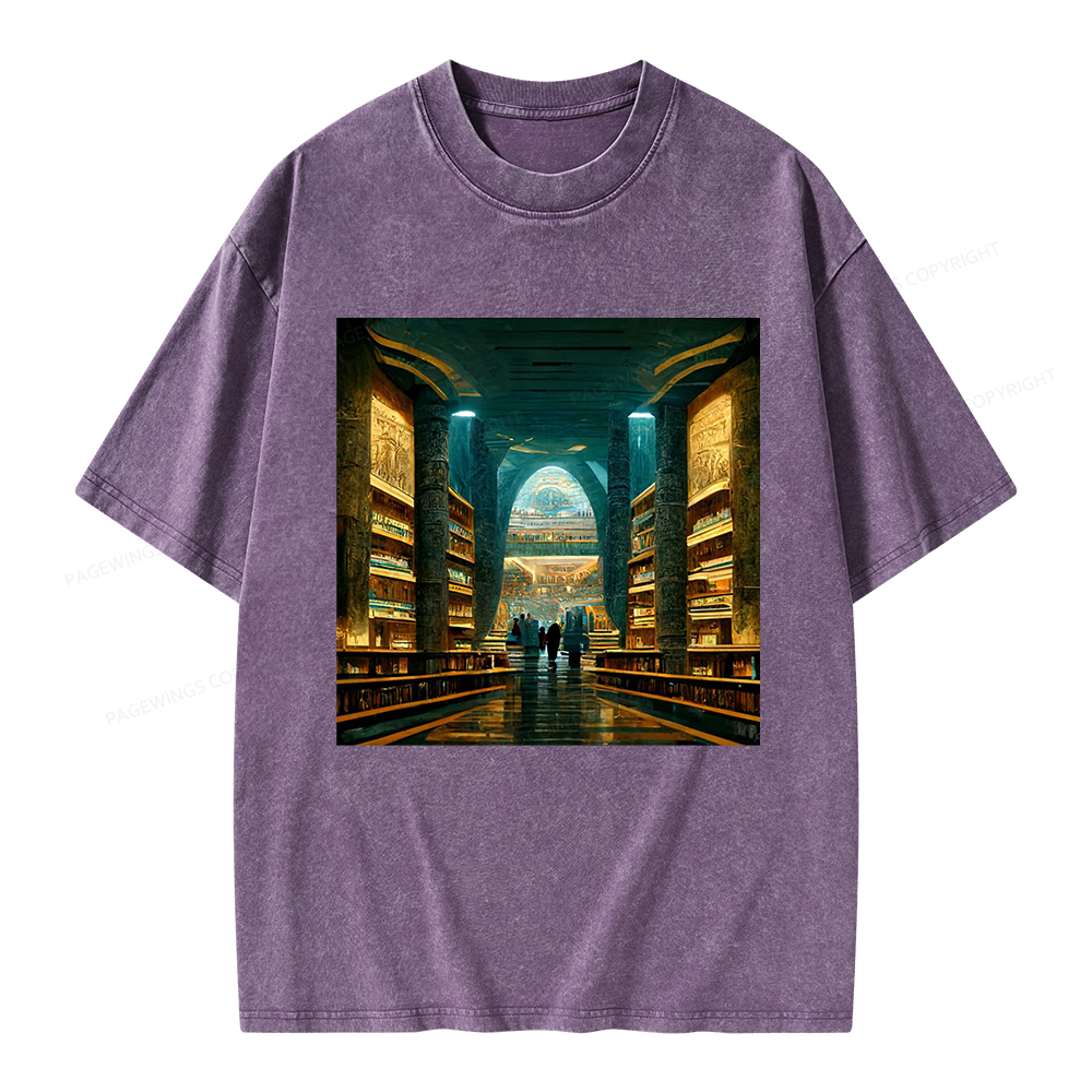 Pagewings Library Of Alexandria Unisex Washed T-shirt