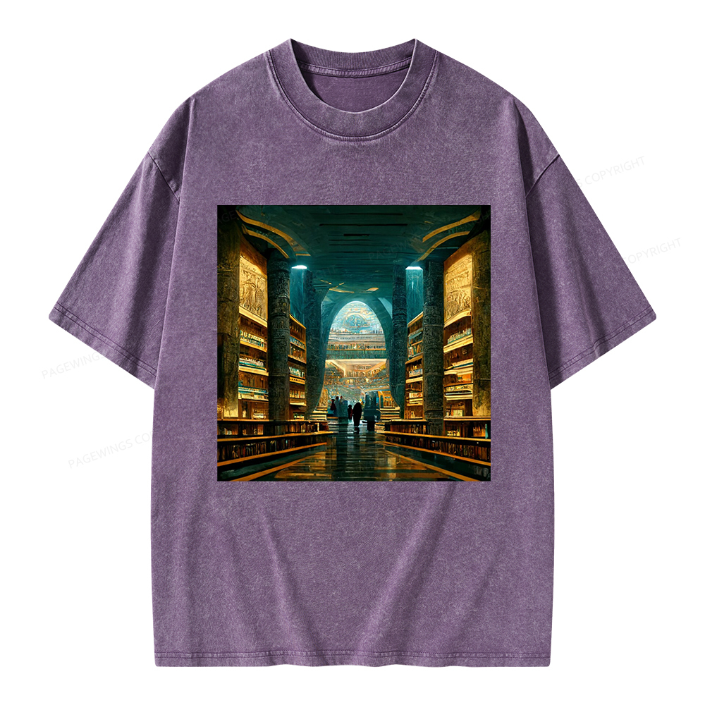 Pagewings Library Of Alexandria Unisex Washed T-shirt