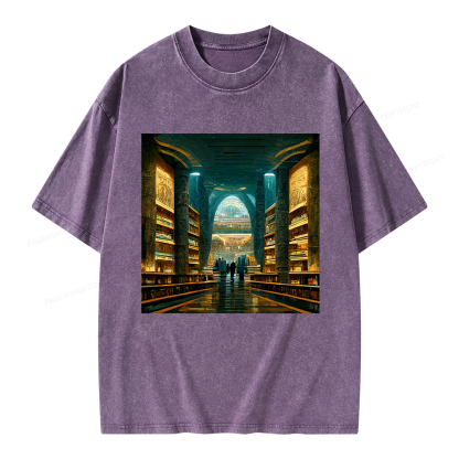 Pagewings Library Of Alexandria Unisex Washed T-shirt