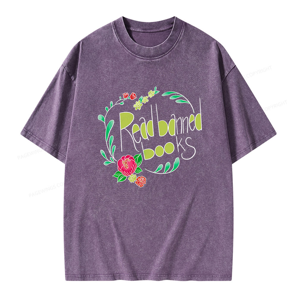 Pagewings Read Banned Books Unisex Washed T-shirt