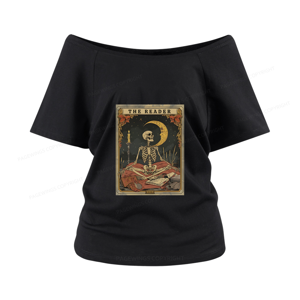 Pagewings The Reader Tarot Card Women Off Shoulder T-shirts