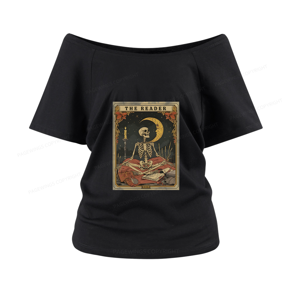 Pagewings The Reader Tarot Card Women Off Shoulder T-shirts