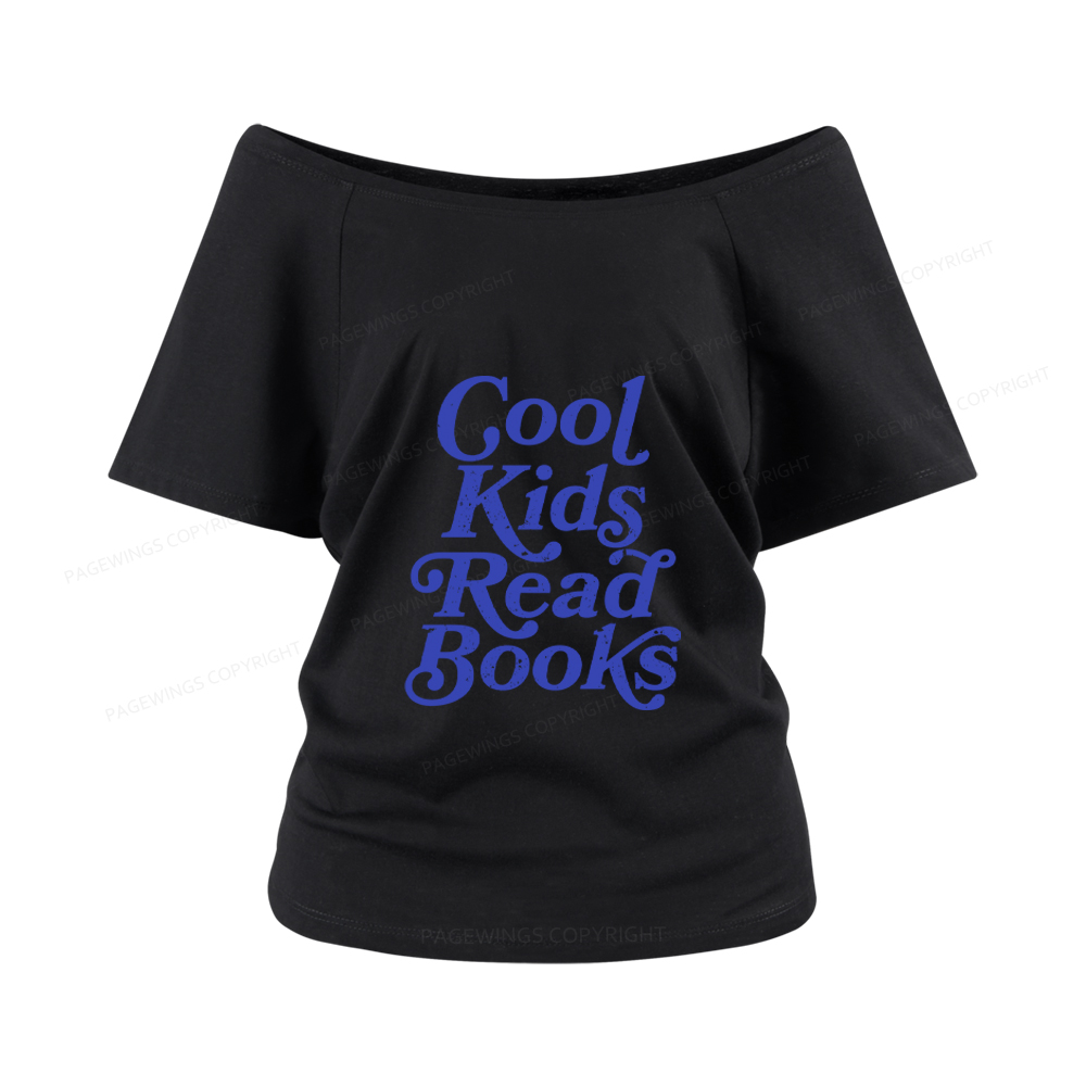 Pagewings Cool Kids Read Books Women Off Shoulder T-shirts