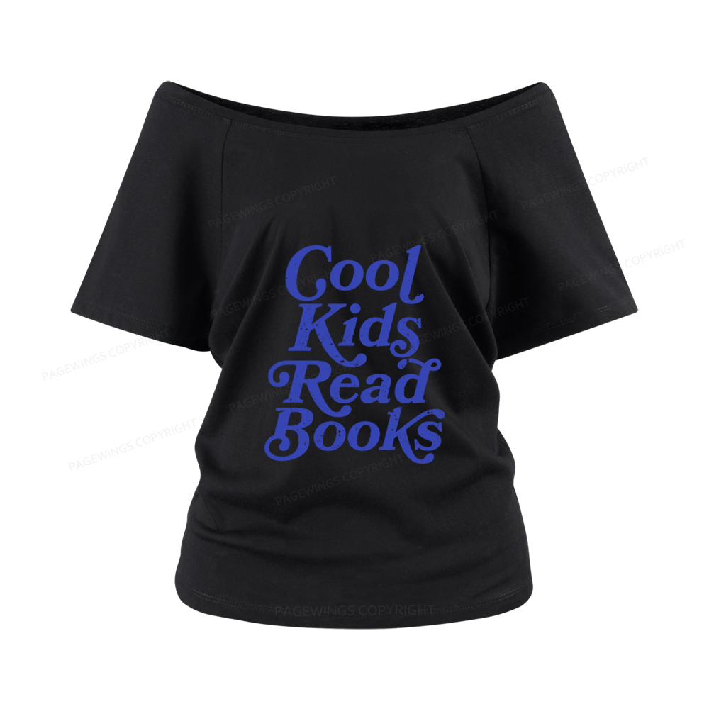 Pagewings Cool Kids Read Books Women Off Shoulder T-shirts