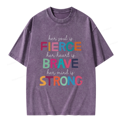 Pagewings Her Soul Is Fierce Unisex Washed T-shirt