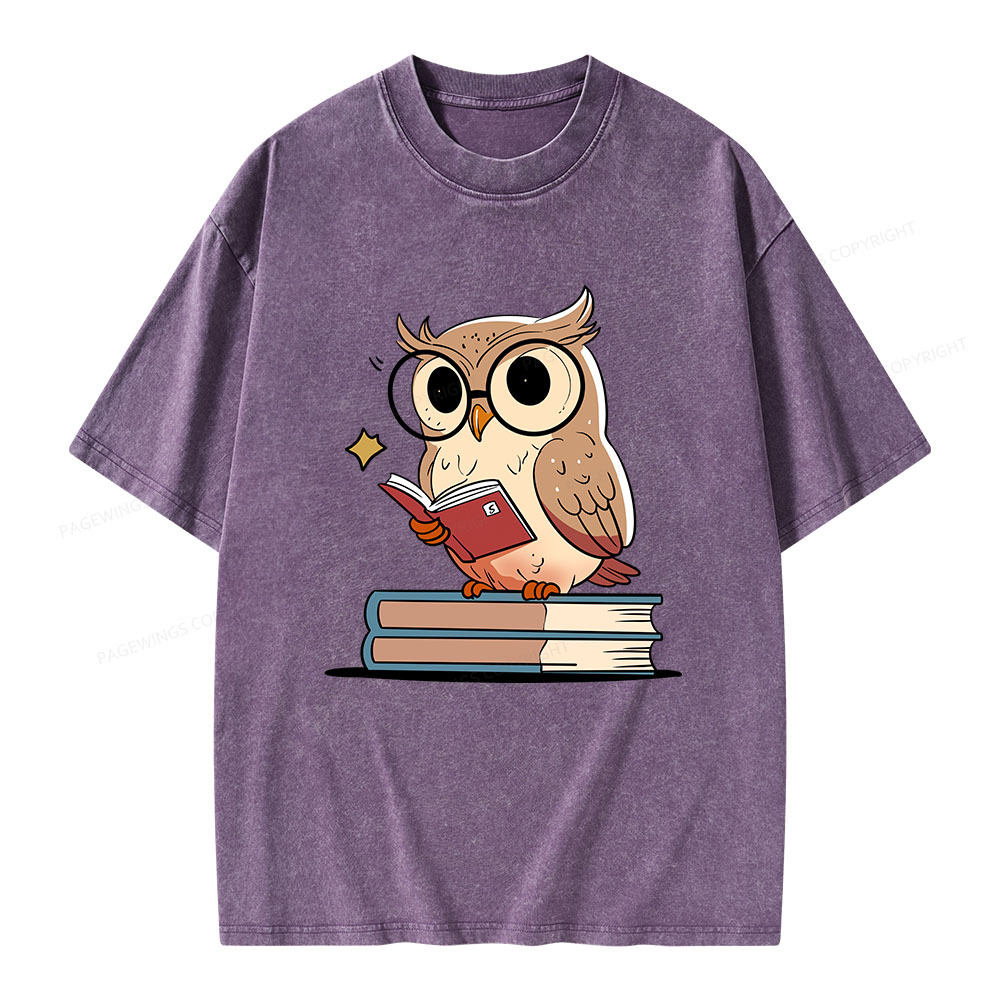Pagewings The Owl Reader Unisex Washed T-shirt