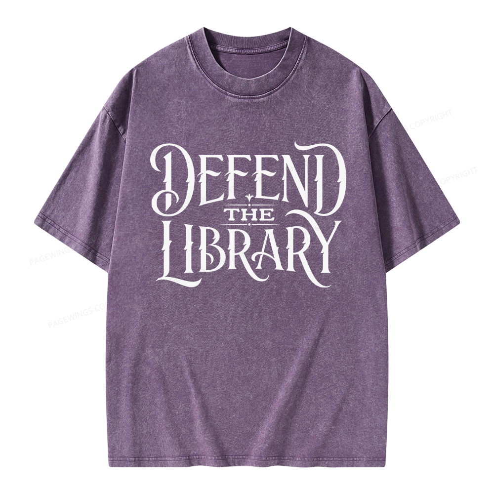 Pagewings Defend The Library Unisex Washed T-shirt