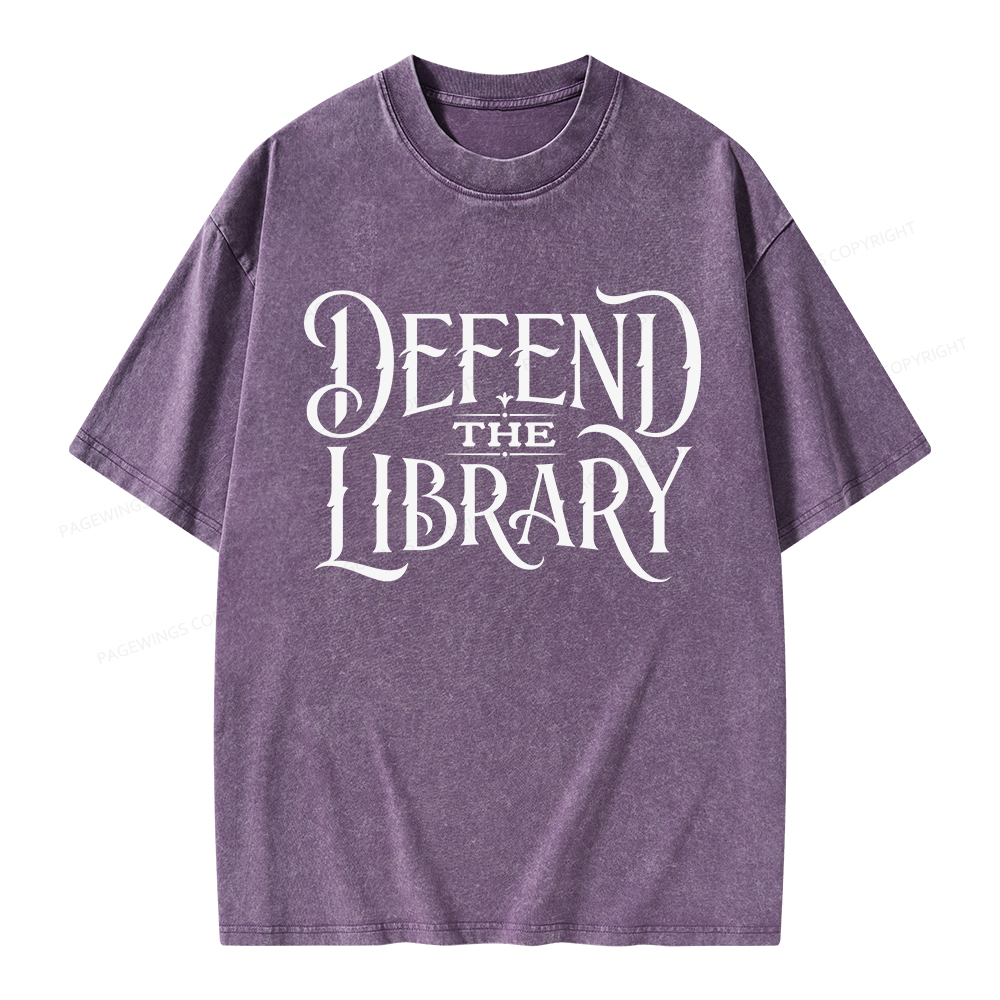 Pagewings Defend The Library Unisex Washed T-shirt