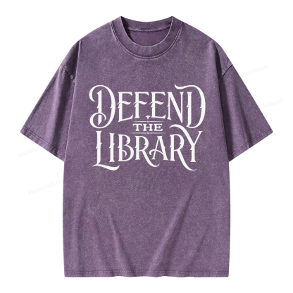 Pagewings Defend The Library Unisex Washed T-shirt