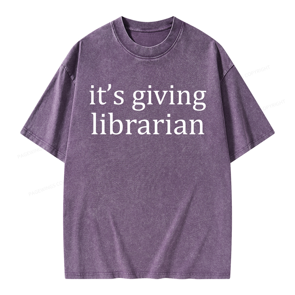 Pagewings It's Giving Librarian Unisex Washed T-shirt