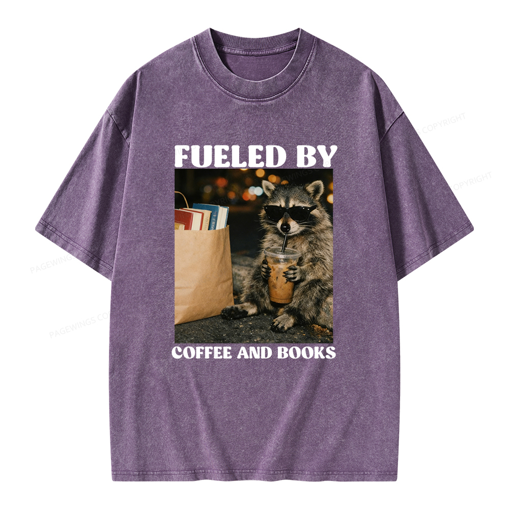 Pagewings Fueled by Coffee And Books Unisex Washed T-shirt