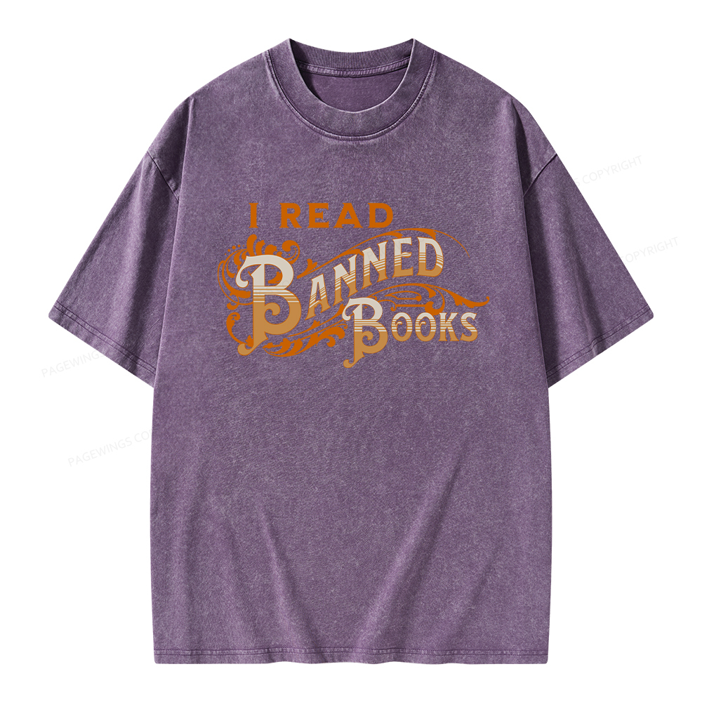 Pagewings I Read Banned Books Unisex Washed T-shirt