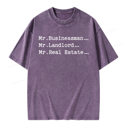 Pagewings Mr Businessman Mr Landlord Mr Real Estate Unisex Washed T-shirt