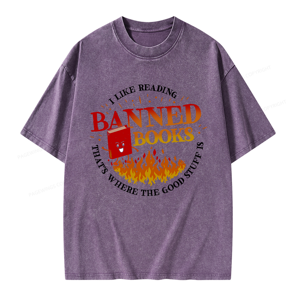 Pagewings Banned Books Unisex Washed T-shirt