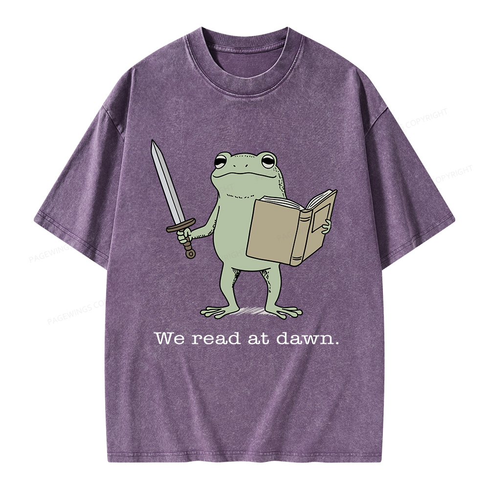 Pagewings We Read At Dawn Funny Frog Unisex Washed T-shirt