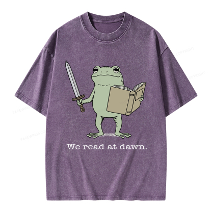 Pagewings We Read At Dawn Funny Frog Unisex Washed T-shirt