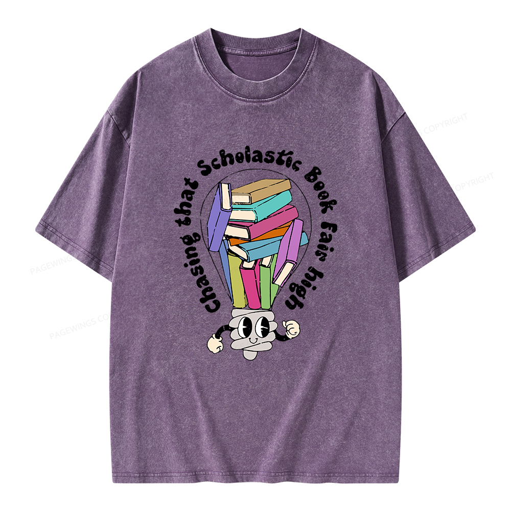 Pagewings Chasing That Scholastic Book Fair High Unisex Washed T-shirt