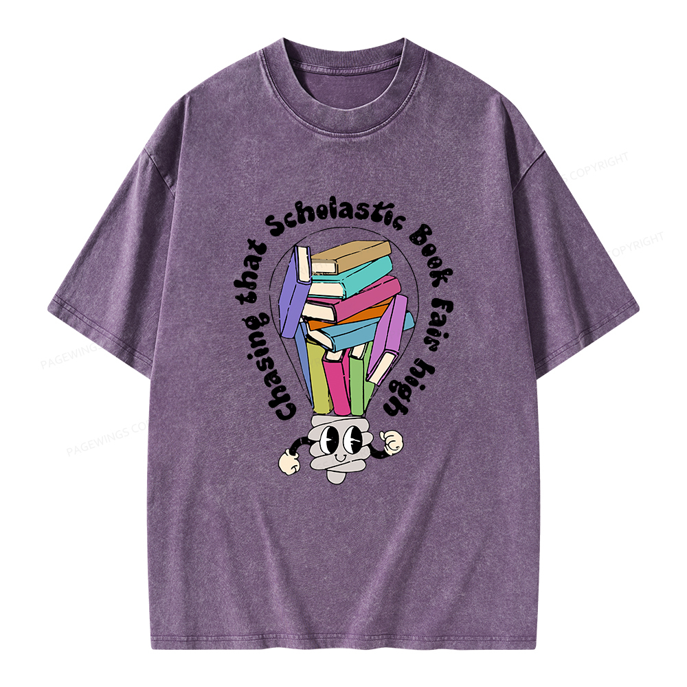 Pagewings Chasing That Scholastic Book Fair High Unisex Washed T-shirt