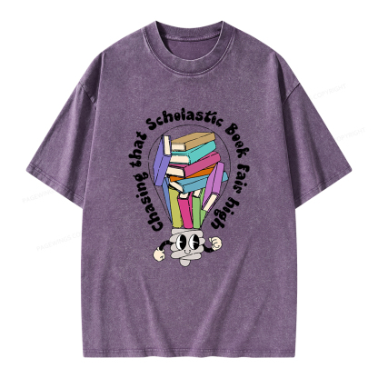 Pagewings Chasing That Scholastic Book Fair High Unisex Washed T-shirt
