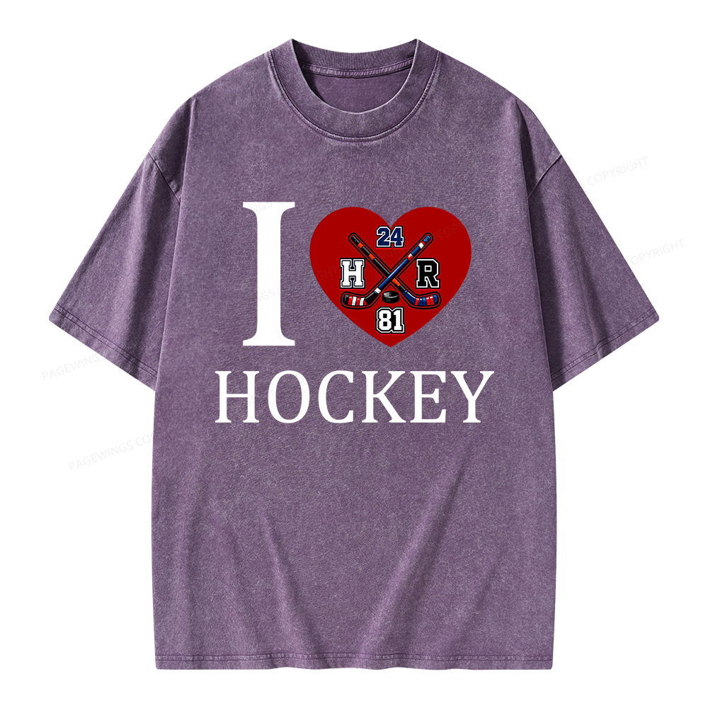 Pagewings I Heart Hockey Unisex Washed T-shirt