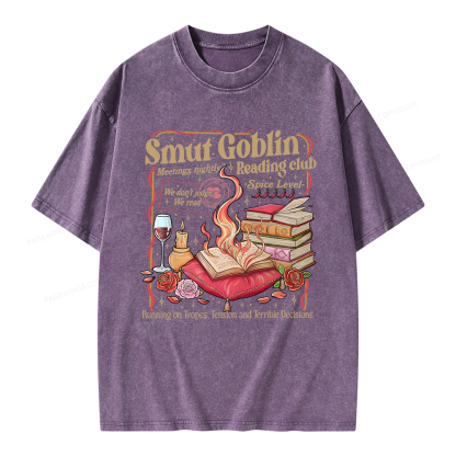 Pagewings Smut Goblin Dark Romance Bookish Unisex Washed T-shirt