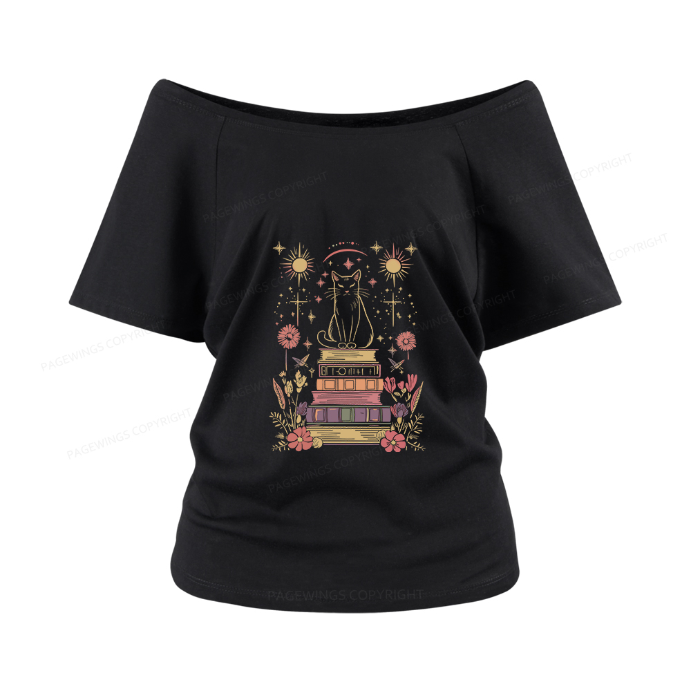 Pagewings Mystical Cat Women Off Shoulder T-shirts