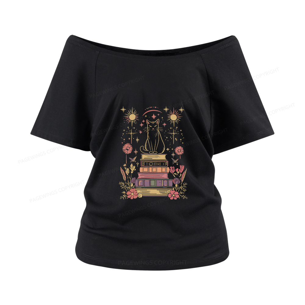 Pagewings Mystical Cat Women Off Shoulder T-shirts