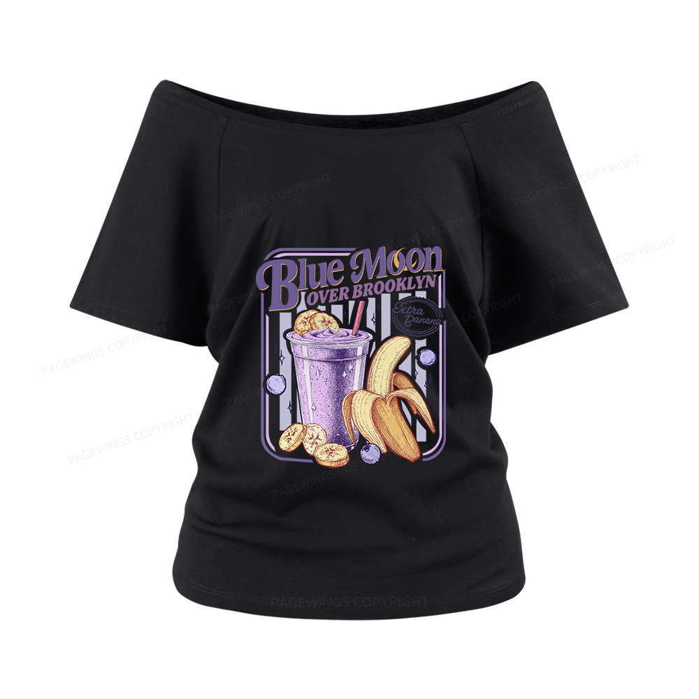 Pagewings Blue Moon Over Brooklyn Women Off Shoulder T-shirts