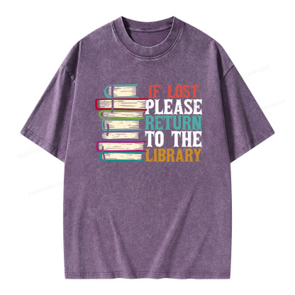 Pagewings If Lost Please Return To The Library Unisex Washed T-shirt