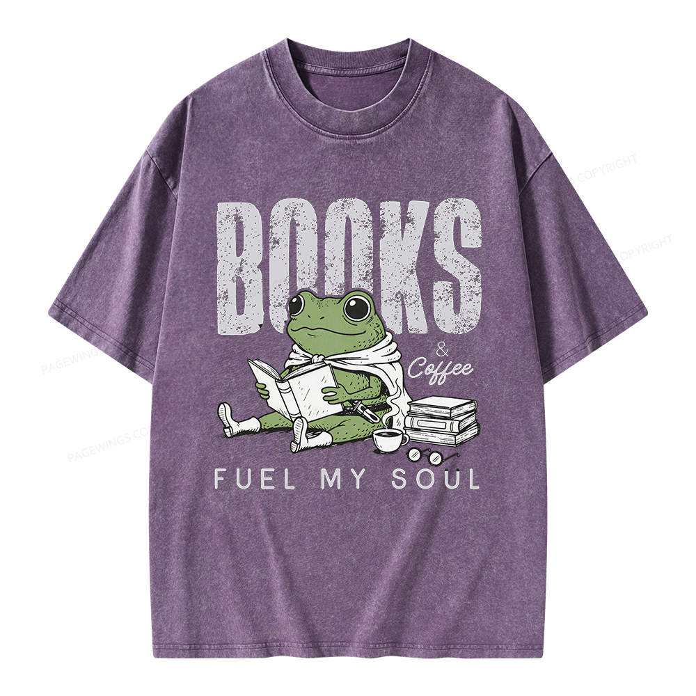 Pagewings Books And Coffee Fuel My Soul Unisex Washed T-shirt