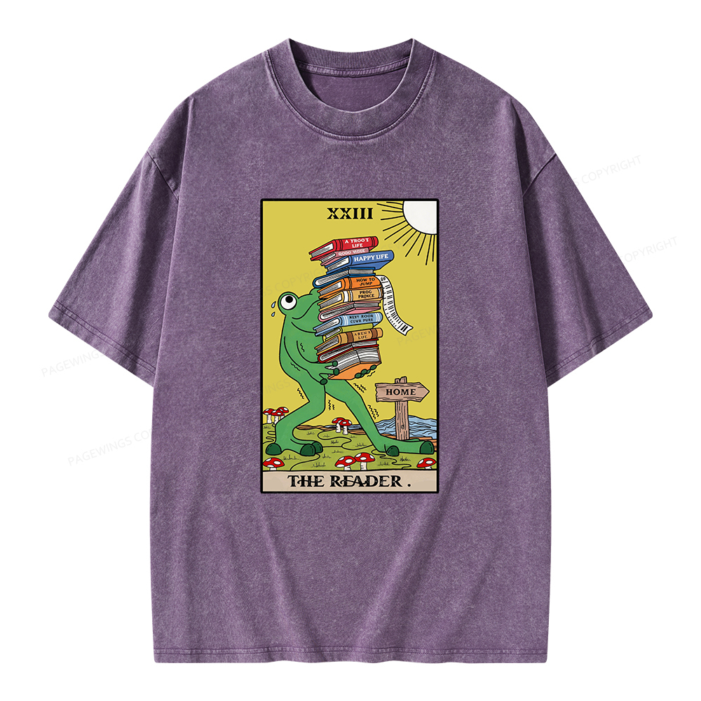 Pagewings Tarot Frog The Reader Unisex Washed T-shirt