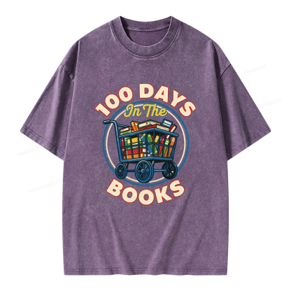 Pagewings 100 Days In The Books Unisex Washed T-shirt