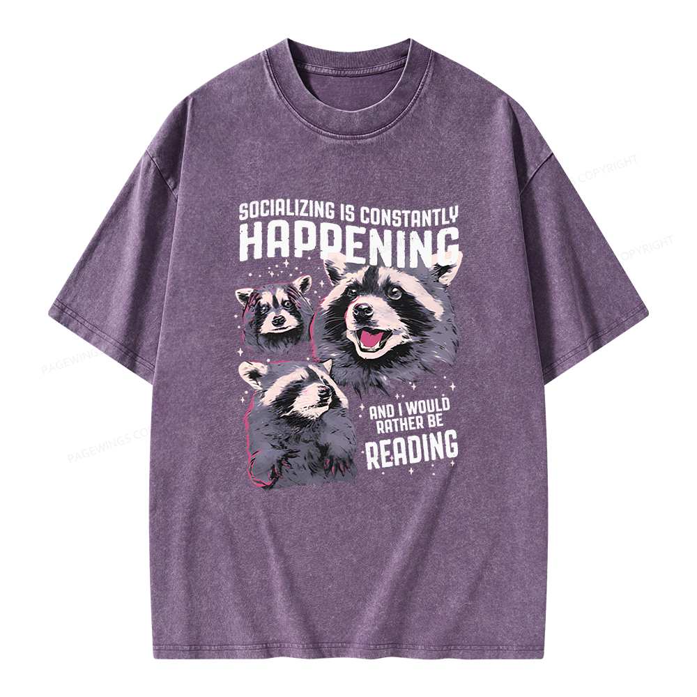 Pagewings And I Would Rather Be Reading Unisex Washed T-shirt