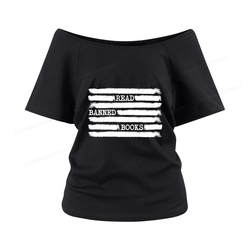 Pagewings Read Banned Books Bookworm Librarian Women Off Shoulder T-shirts