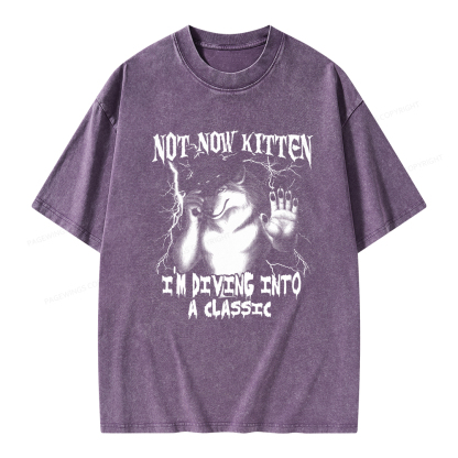 Pagewings Not Now Kitten I’m Diving Into A Classic Unisex Washed T-shirt
